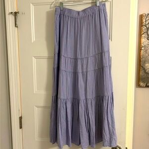 Madewell NWT blue linen stripe midi skirt